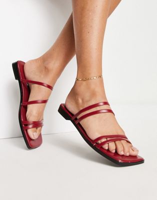 Mango buckle detail strappy sandals in cherry red