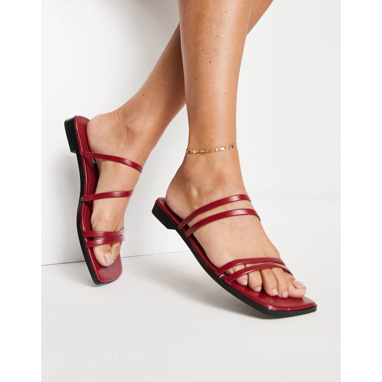 Mango buckle detail strappy sandals in cherry red