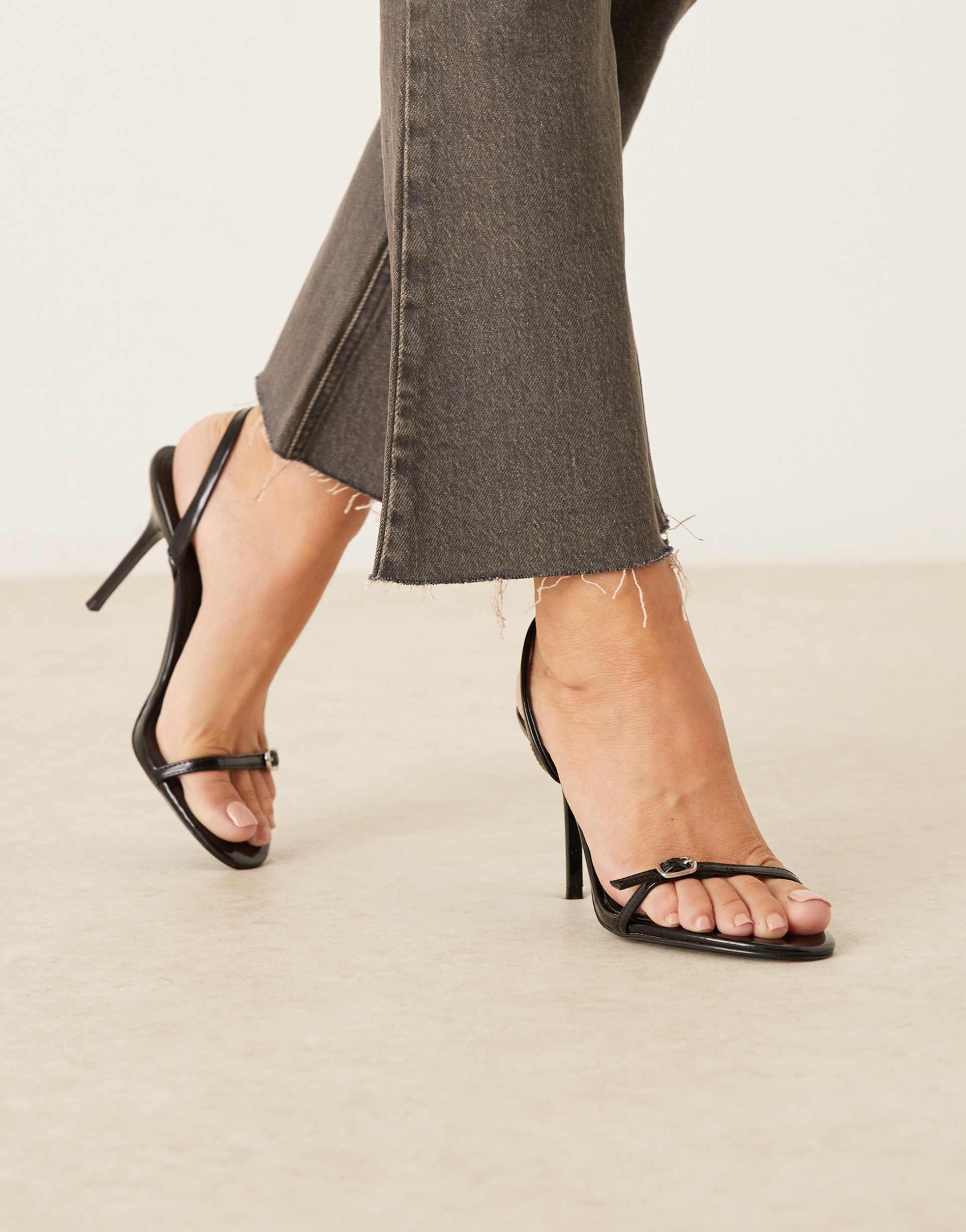 mango buckle detailing classic heeled sandals in black