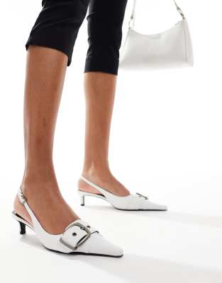 Mango buckle heel shoes in white