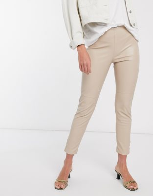 beige leather pants