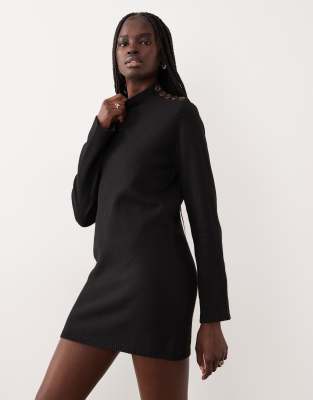 H&m Red Dress Long Sleeve H And M Jumper Dresses Mango Button Knit Dress  Black