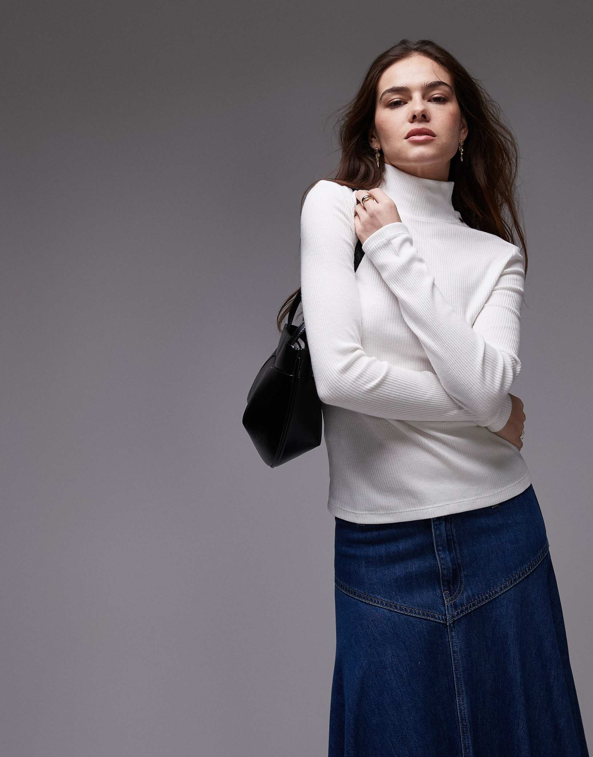 mango button detail neck long sleeve top in white