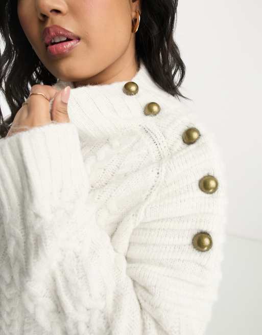 Mango button detail sweater in light beige