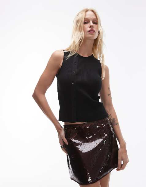 Mango button down jersey waistcoat in black - view 1