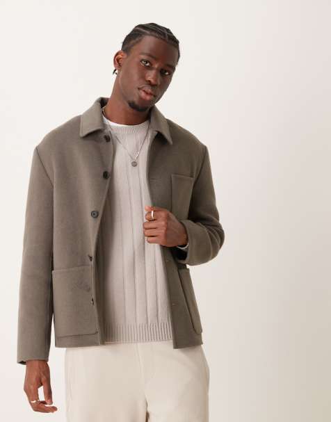 Mango button down pocket detail shacket in grey - view 1