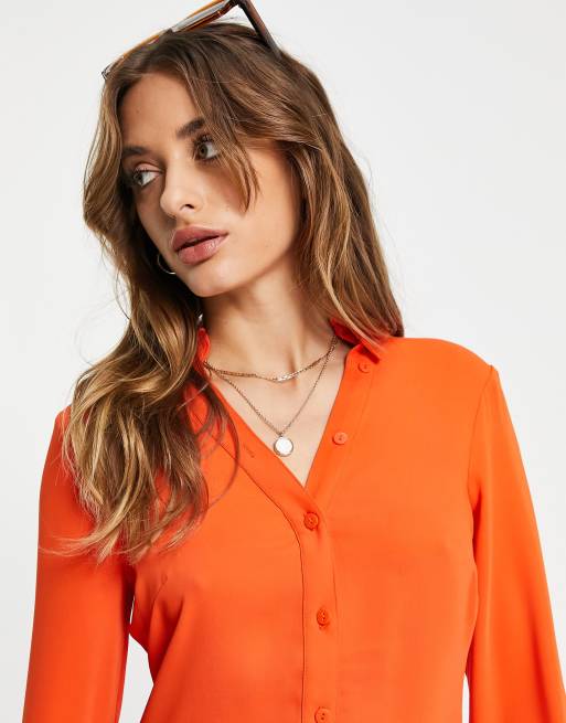 Mango button down shirt in orange | ASOS