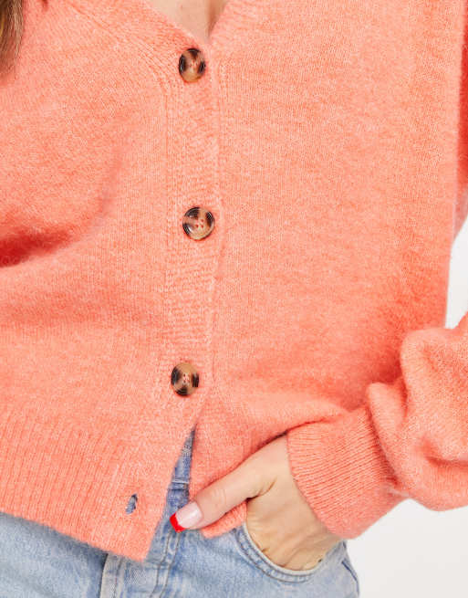 Mango button down slouchy cardigan in peach ASOS