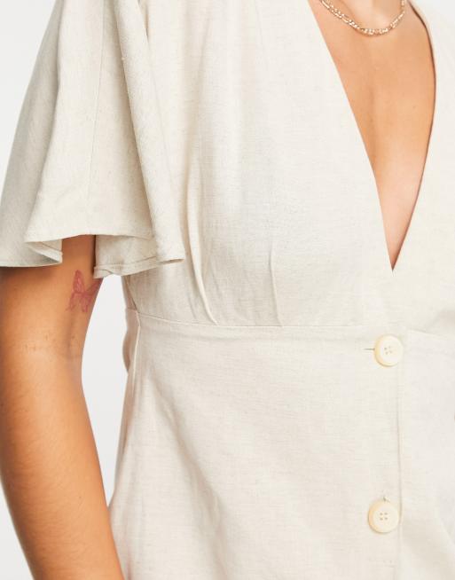 Mango white linen outlet dress