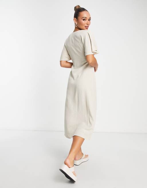 Button down 2025 linen midi dress