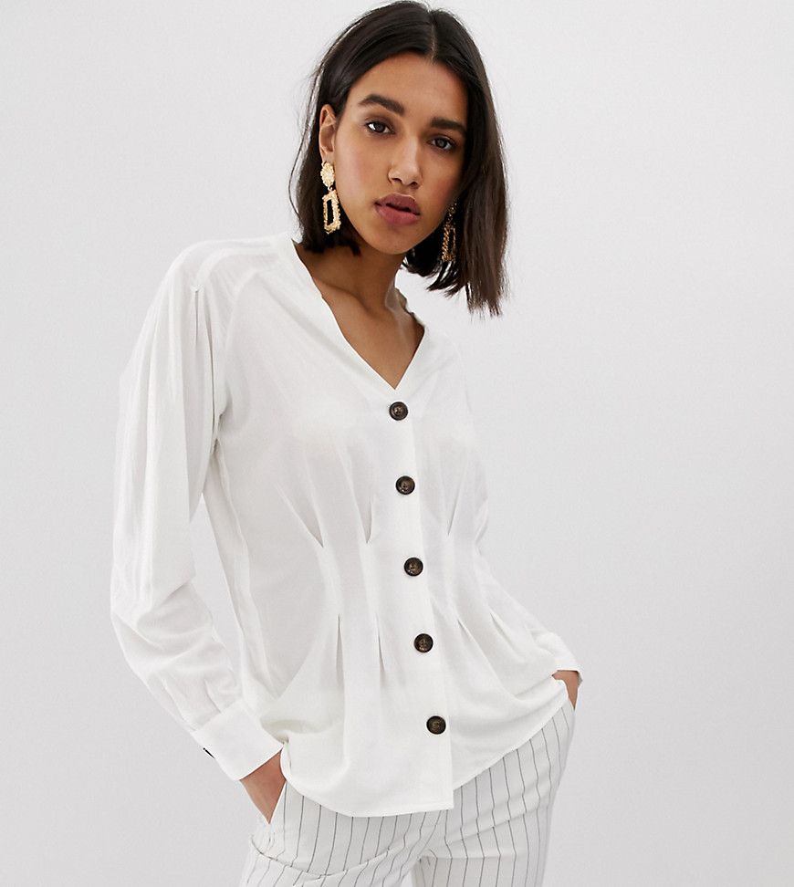 Mango button front blouse-Beige