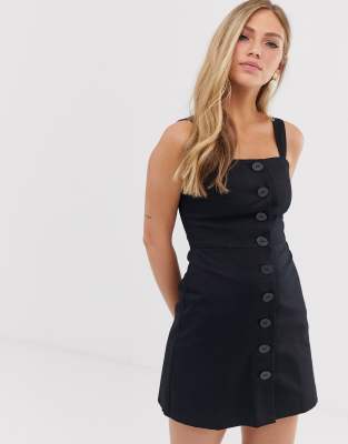 button front dress black