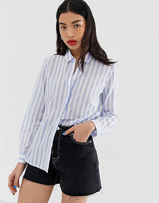 Mango button front shirt in stripe | ASOS