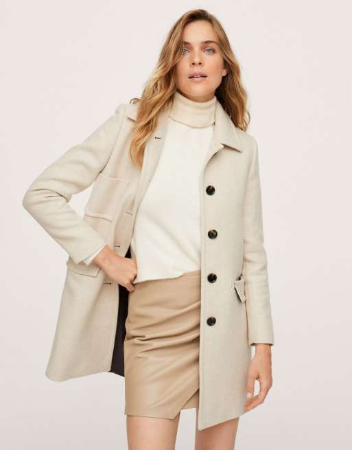 Mango button front store mid length coat