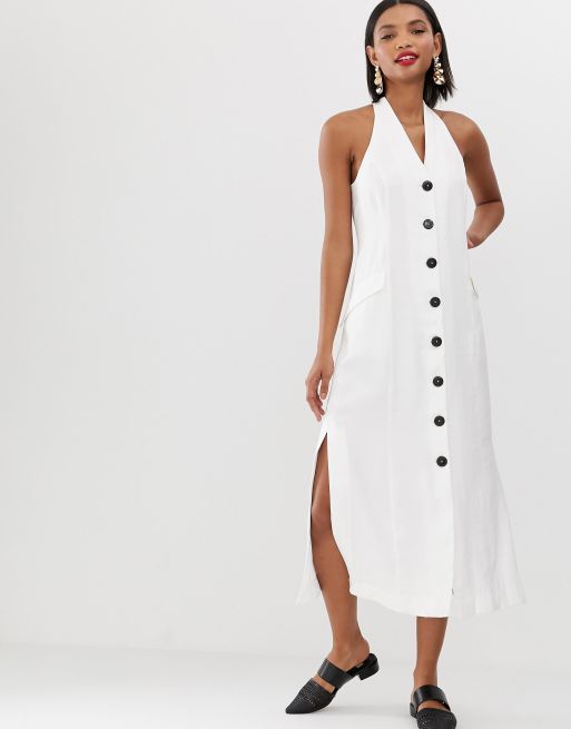 Front button white store dress