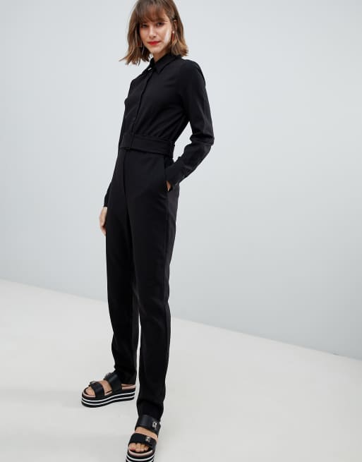 black satin boiler suit