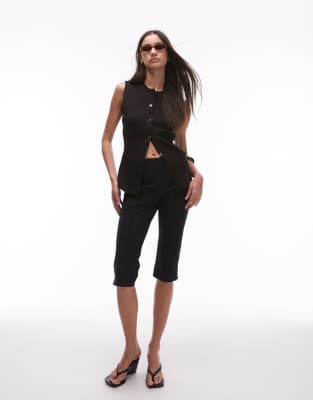 Shop Mango Button Up Knit Vest In Brown