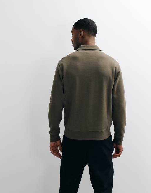 Mango button up polo top in khaki, 5 of 5
