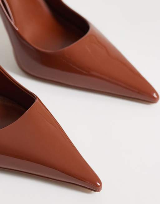 Mango – Buty na obcasie z noskami w szpic w kolorze terakoty, 3 z 4