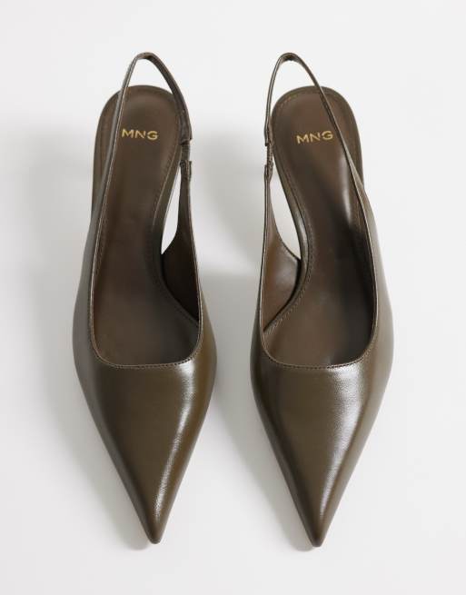 Mango – Buty na obcasie z paskiem za piętą w kolorze khaki, 2 z 4