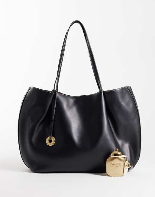 Mango cabas en imitation cuir à bords arrondis noir, 3 de 4