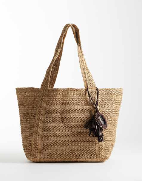 Mango - Cabas en raphia - Beige - view 1