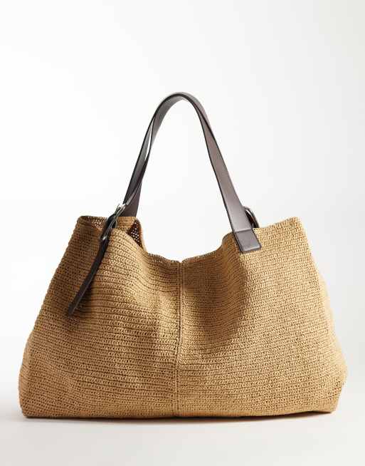 Mango - Cabas tressé à détail boucle - Beige, 3 de 4