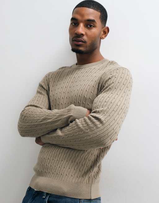 Mango cable knit jumper in beige, 2 of 5