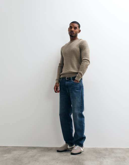 Mango cable knit jumper in beige, 3 of 5