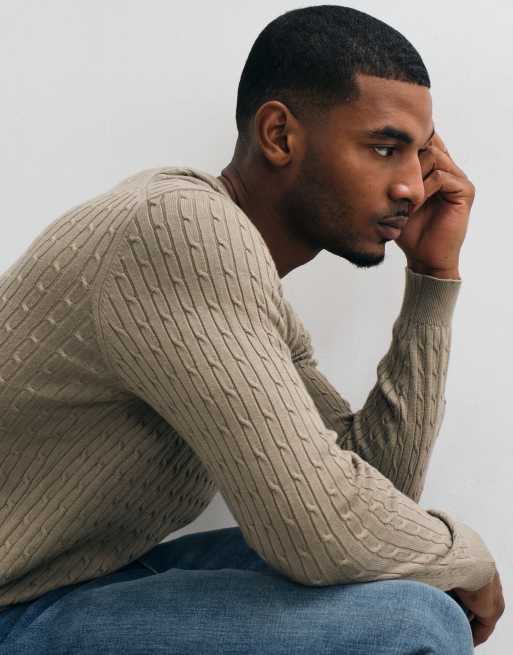 Mango cable knit jumper in beige, 4 of 5