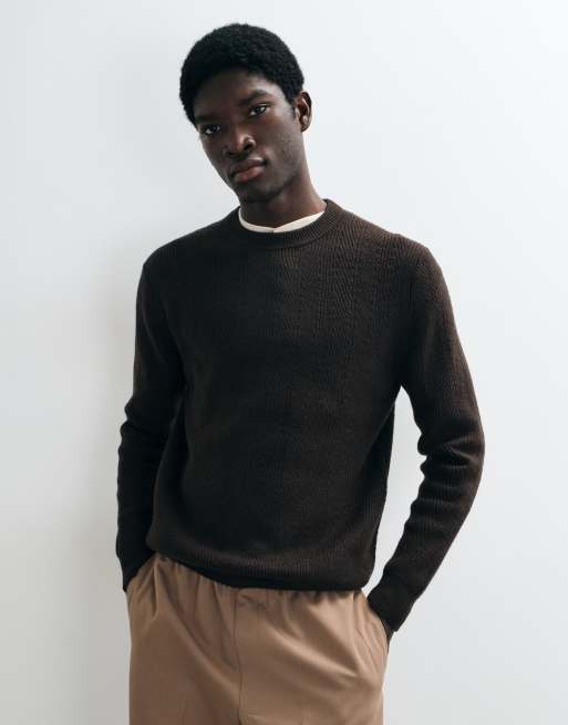 Mango cable knit jumper in chocolate, 2 of 5