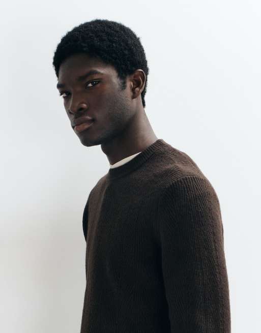 Mango cable knit jumper in chocolate, 4 of 5