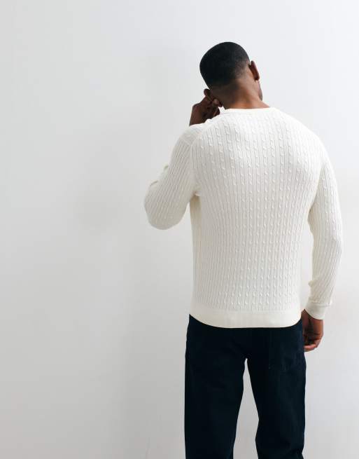Mango cable knit jumper in cream, 5 of 5