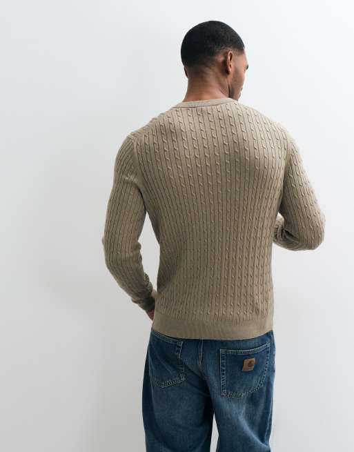 Mango cable knit sweater in beige, 5 of 5