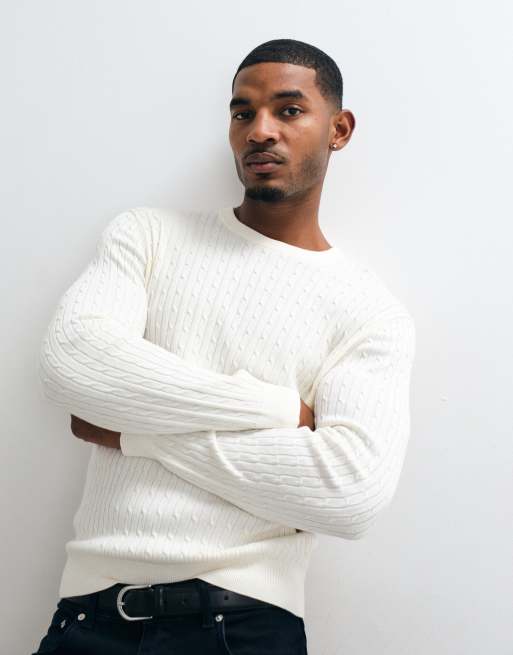Mango cable knit sweater in cream, 2 of 5
