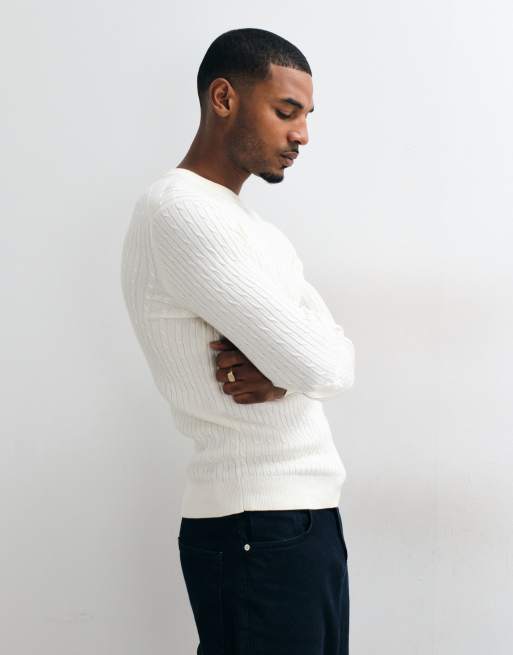 Mango cable knit sweater in cream, 4 of 5