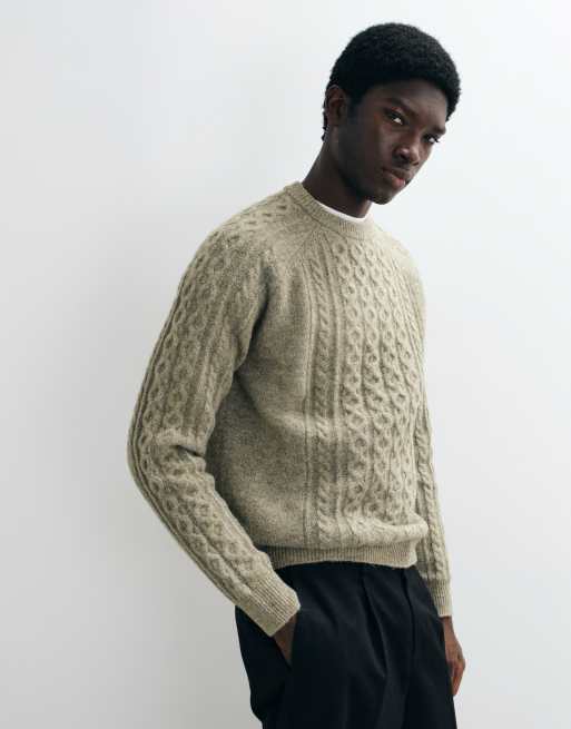 Mango cable knit sweater in light green, 2 of 5
