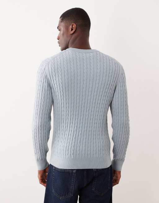 Mango cable knit sweater in pale blue, 5 of 5