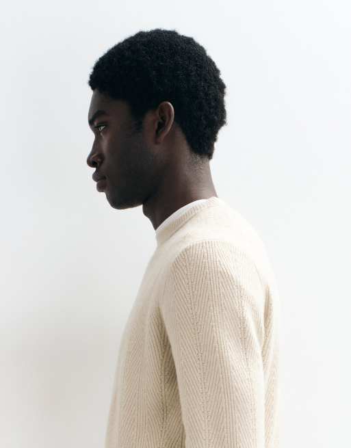 Mango cable knit sweater light beige, 3 of 5