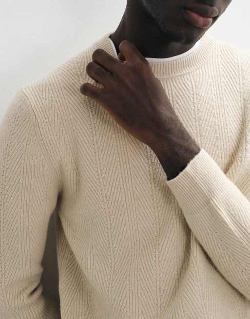 Mango cable knit sweater light beige, 4 of 5