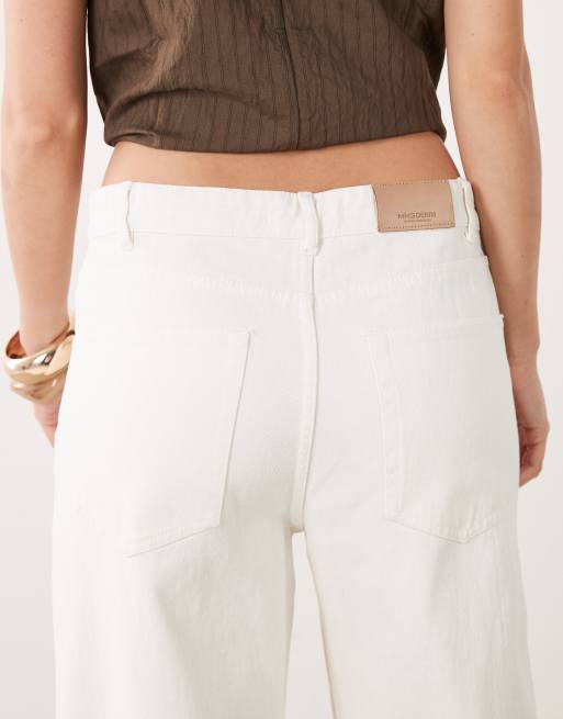 Mango - Cameron - Cremehvide jeans med lige ben og broderier i 100% bomuld, 5 af 5