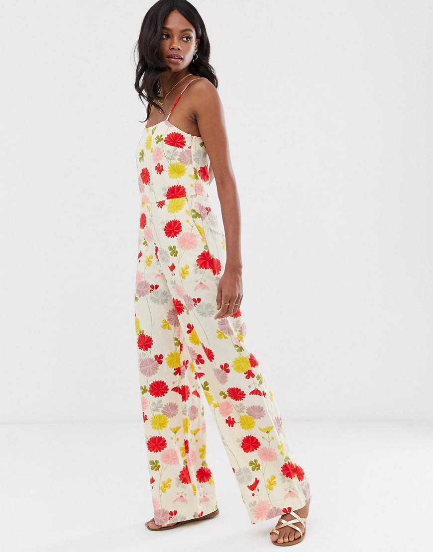 Mango cami jumpsuit in floral print-Multi