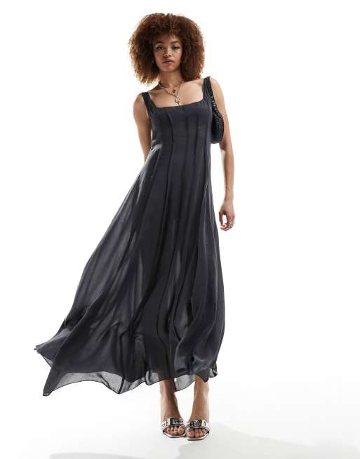 Mango - Cami-jurk met nauwsluitende korsettop in zwart