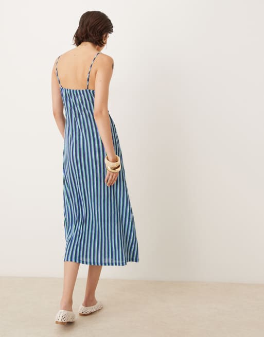 Mango cami midi dress in spliced stripe print , 3 of 4