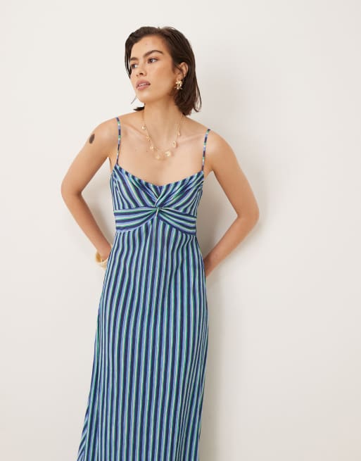 Mango cami midi dress in spliced stripe print , 4 of 4