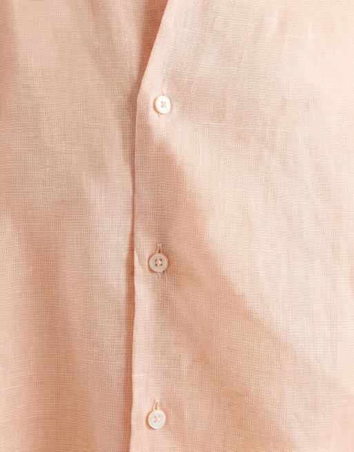 Mango - Camicia 100% lino vestibilità comoda color salmone, 9 di 9