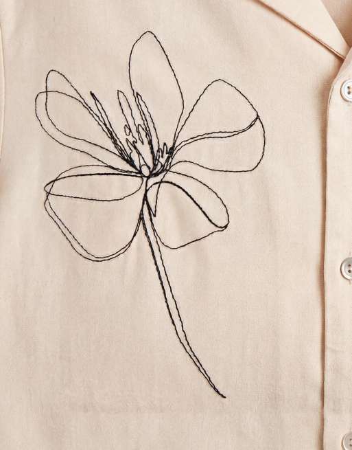 Mango - Camicia a maniche corte écru minimal con stampa a fiori, 9 di 9
