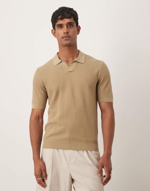 Mango - Camicia a maniche corte in cotone color cuoio con colletto a rever
