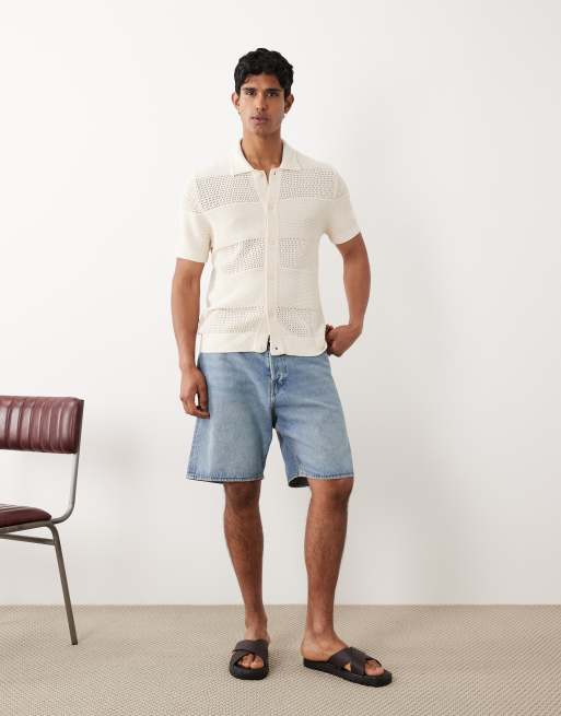 Mango - Camicia a maniche corte in misto lino écru testurizzata, 3 di 5