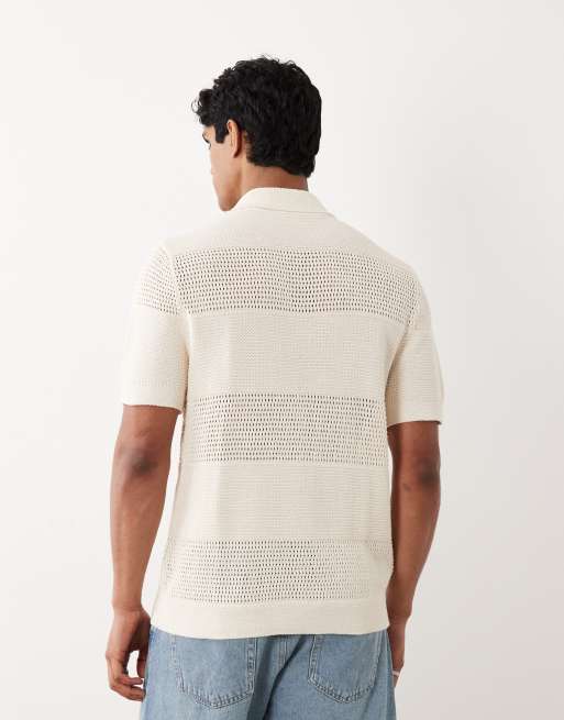 Mango - Camicia a maniche corte in misto lino écru testurizzata, 5 di 5